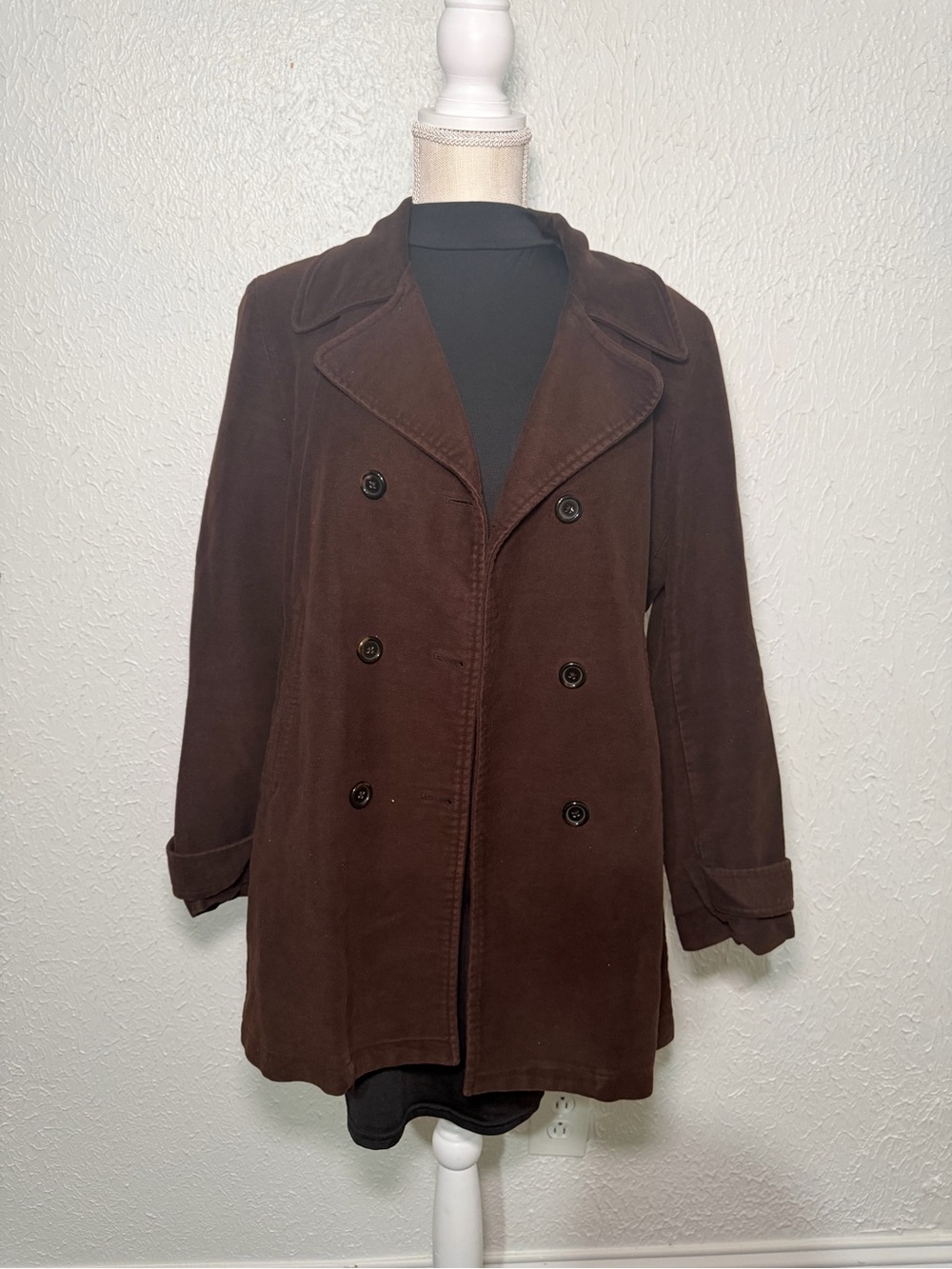 GAP Double-Breasted Pea Coat in Dark Brown